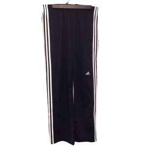 adidas Mens M Athletic Pants Black 3 Stripes Logo Stretch Pull On Elastic Waist
